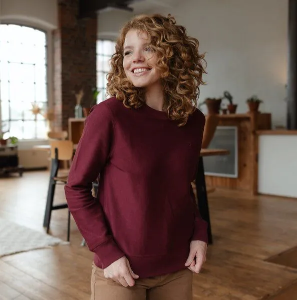 NORDLICHT NORDLICHT Sweater Sanna aus 100% Bio-Baumwolle, Bordeaux rot, – Produktbild 2 von 4