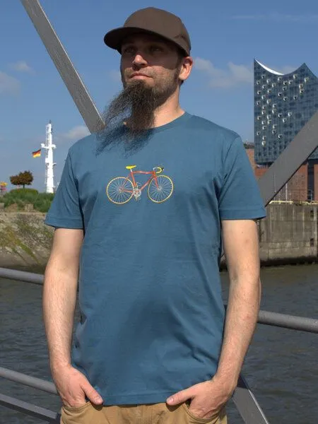 T-Shirtladen-Marktstrasse T-Shirtladen-Marktstrasse GmbH Rennrad blaugrau Boy-T-Shirt – Produktbild 2 von 4