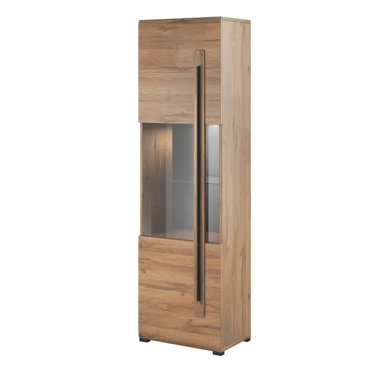 Lomadox Vitrine TURDA-83 nschrank Eiche Grandson Nb. moderner Stil, B/H/T: ca. 60/204/39 cm, Braun, – Produktbild 1 von 5