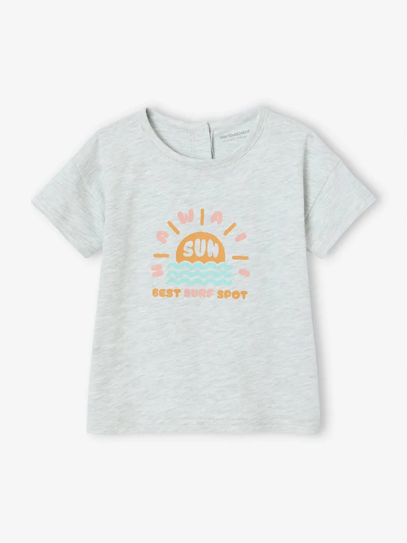 Vertbaudet Baby T-Shirt mit Hawaii-Print, Grau meliert, – Produktbild 1 von 3