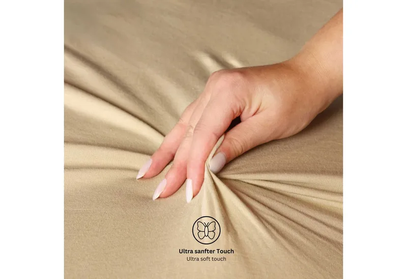 Esprit Spannbettlaken PREMIUM Spannbettlaken, Mischgewebe, Gummizug: rundum, (1 Stück), 100 x 200 cm in Beige, Beige, – Produktbild 2 von 5