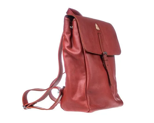 Ritagli di G Ritagli di G Damen Leder Laptop Rucksack ALEXA - 100% Made in Italy, Rot-braun, – Produktbild 3 von 4