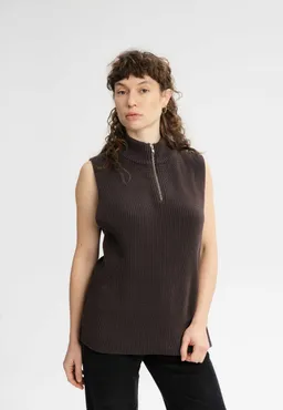 MELA MELA Damen vegan Strickweste Mit Rollkragen Gamini Dunkelbraun – Produktbild 1 von 1