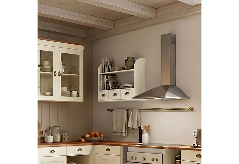 Home affaire Hängeregal Oslo, 75 cm breit, aus massiver Kiefer, 1 breite Schublade, Metallgriffe, Weiß, – Produktbild 2 von 5