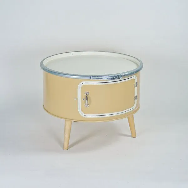 Lockengelöt Lockengelöt Betty Couchtisch aus einem Hamburger Ölfass, Beige, – Produktbild 1 von 5