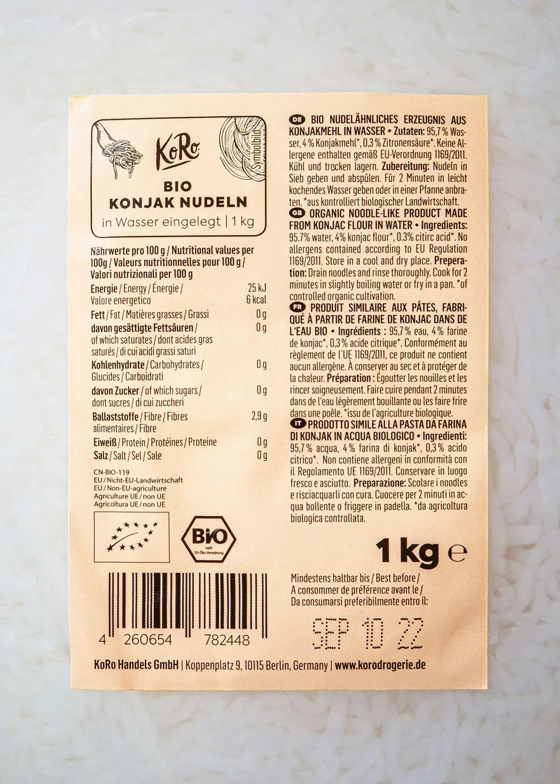 KoRo Bio Konjaknudeln in Wasser 1 kg – Produktbild 3 von 5