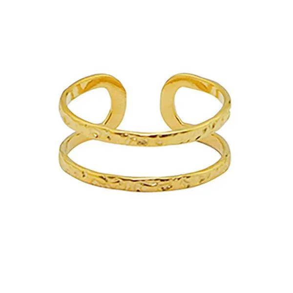 ELEKTROPULLI Größenverstellbarer Boho Double Ring ca. Ø 17 - 19mm von Elektropulli, Gold, – Produktbild 1 von 1