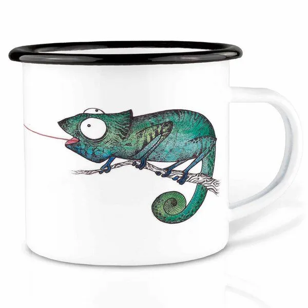 LIGARTI Emailletasse »Fliegenfänger« von LIGARTI | 300 oder 500 ml | handveredelt in Deutschland | Cup, Kaffeetasse, Emaillebecher, Camping Becher – Produktbild 1 von 1