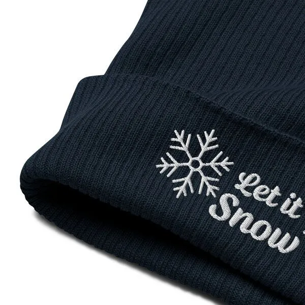 PepMelon Let it snow bestickte Bio-Rippmütze, Navy blau, – Produktbild 4 von 4