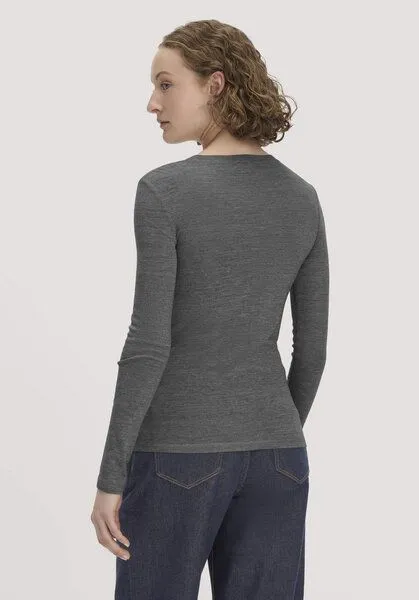 hessnatur hessnatur Longsleeve Slim aus Bio-Schurwolle und TENCEL Lyocell, Grau, – Produktbild 2 von 4