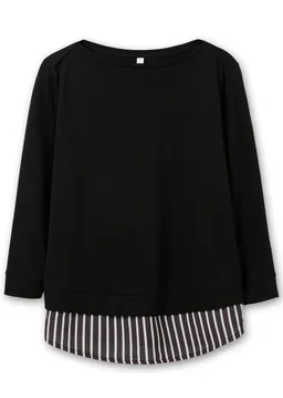 sheego 2-in-1-Langarmshirt schwarz – Produktbild 1 von 1