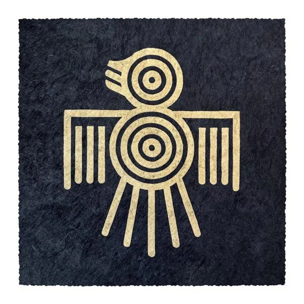 Veskor Cassiopeia Veskor Cassiopeia QUETZAL Linoldruck | 22 × 22 cm | Gold auf Schwarz – Produktbild 1 von 4