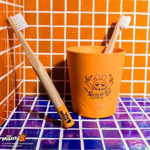 Hydrophil Hydrophil Kinder Maus Zahnbürste aus Bambus | extra weich, Orange, – Produktbild 5 von 6