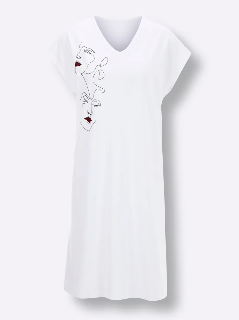 wäschepur Sleepshirts, Weiß + rot, – Produktbild 1 von 3