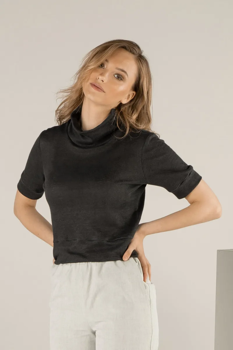 TAWAST TAWAST Damen vegan Top Rainfall Thoughts, Schwarz, – Produktbild 2 von 2