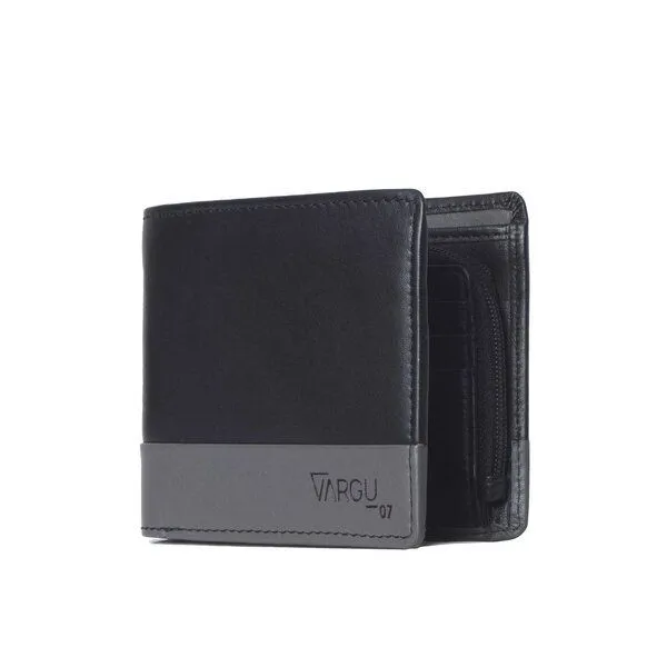 Vargu Vargu Echtleder Geldbörse SOM 1, Black - grey, – Produktbild 2 von 3