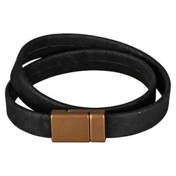 Kork-Deko Kork-Deko Breites Korkarmband schwarz für Damen mit bronzefarbenem Magnetverschluss – Produktbild 1 von 1