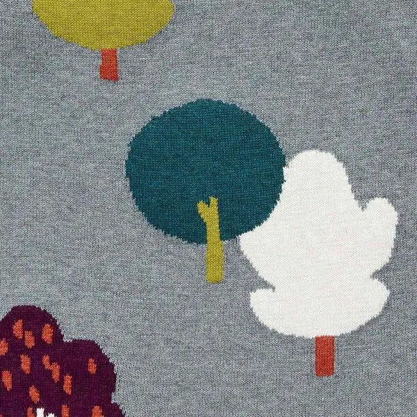 Sense Organics Sense Organics Mädchen Strickkleid mit Baum-Motiv, Modell MARVA, Bäume auf anthrazit melange, – Produktbild 3 von 4