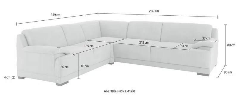 Home affaire Ecksofa Telos mit Boxspring Unterfederung für hohen Komfort, L-Form, mit Boxspring-Federung für tollen Sitzkomfort. Zeitlos und komfortabel, Grau, – Produktbild 3 von 5