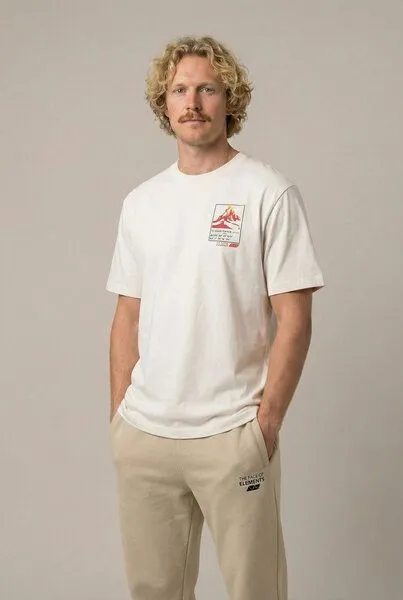 THE FACE OF ELEMENTS THE FACE OF ELEMENTS Matterhorn - Relaxed Fit T-Shirt aus 100% Bio-Baumwolle, Off white (weiß), – Produktbild 4 von 4