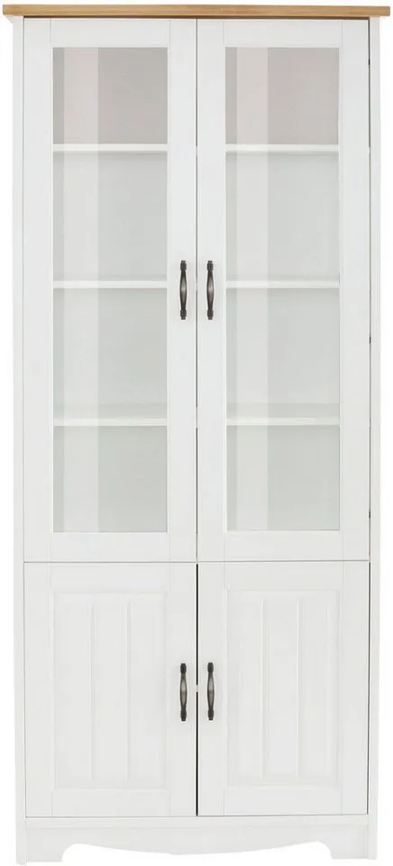 OTTO home Wohnwand Trinidad, (Set, 4-St), Set aus 1 Vitrine, 1 Lowboard, 1 Highboard, 1 Wandboard, Weiß, – Produktbild 5 von 5