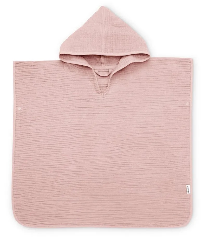 Ehrenkind Badeponcho Musselin, aus sanfter Bio-Baumwolle, 4-lagiges Musselin-Gewebe, Rosé, – Produktbild 2 von 5