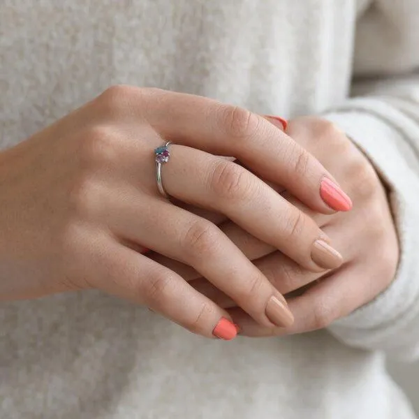 Eppi Eppi Goldener Cluster-Ring mit Opal, Rubin, Saphir und Diamant Caily, Rosa, – Produktbild 4 von 4