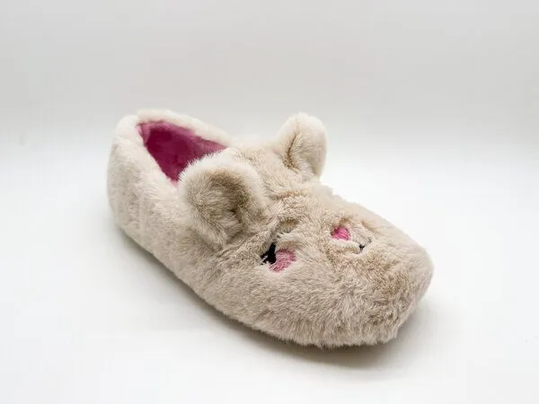 thies Veganer "thies ® Rec Rabbit Closed Slipper" aus kuscheligem recyceltem PES, Beige, – Produktbild 3 von 4