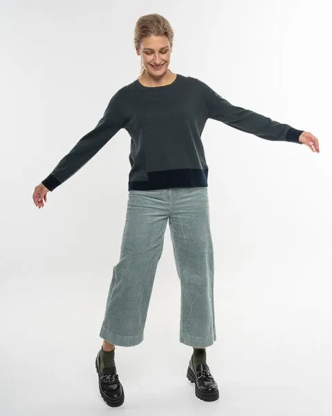 Alma & Lovis Alma & Lovis Feiner Strickpulli aus softem Bio-Baumwoll-/Woll-Mix | Cot-Wool Pullover, Blackgreen (dunkelgrün), – Produktbild 2 von 4