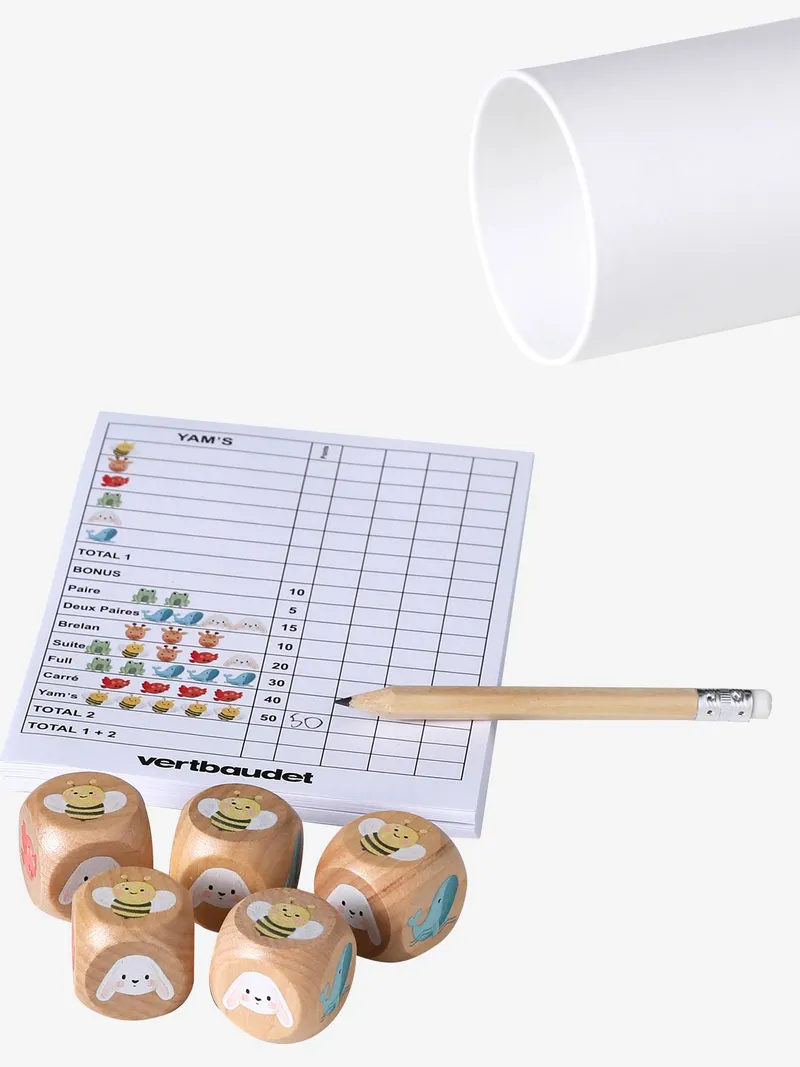 Vertbaudet Vertbaudet Würfelspiel mit 5 Würfeln aus Holz FSC® Kinder, Braun, – Produktbild 4 von 4