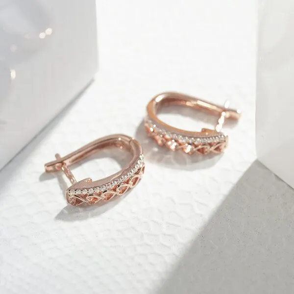 Eppi Eppi Runde Ohrringe mit Lab Grown Diamanten und Herzen Emmalyn, Rosa, – Produktbild 2 von 4