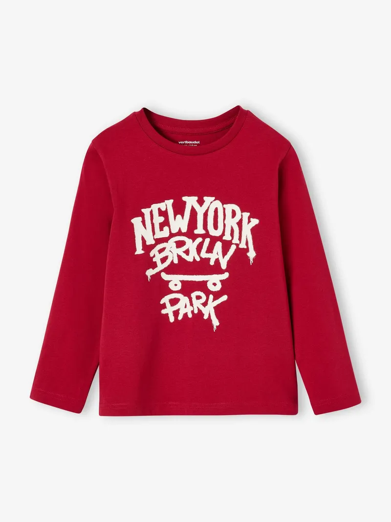 Vertbaudet Langarmshirt mit Print Jungen, Rot, – Produktbild 3 von 4