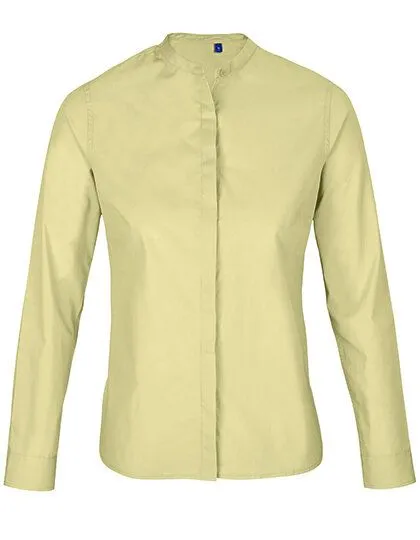 NEOBLU NEOBLU Damen Bluse Langarm Business verdeckte Knopfleiste Mandarinkragen, Beige, – Produktbild 2 von 3