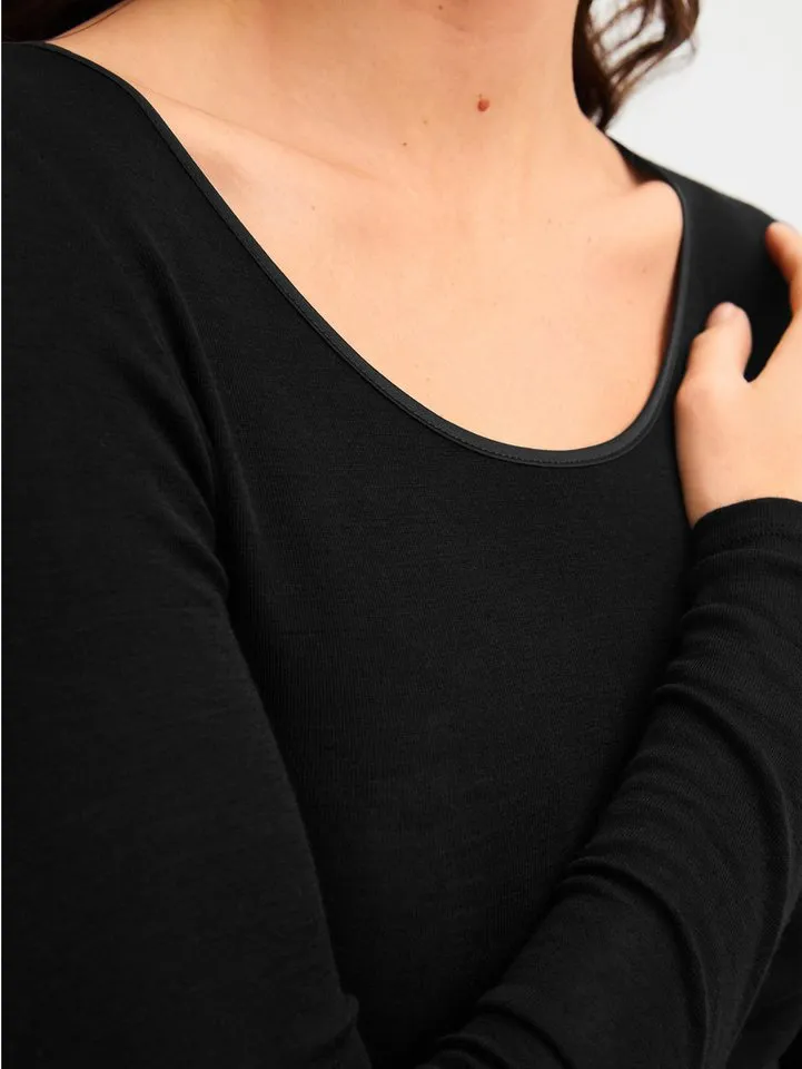 CALIDA CALIDA Unterziehshirt True Confidence Damen (1-St) fein, geschmeidig und temperaturausgleichend, aus Wolle und Seide, Schwarz, – Produktbild 5 von 5