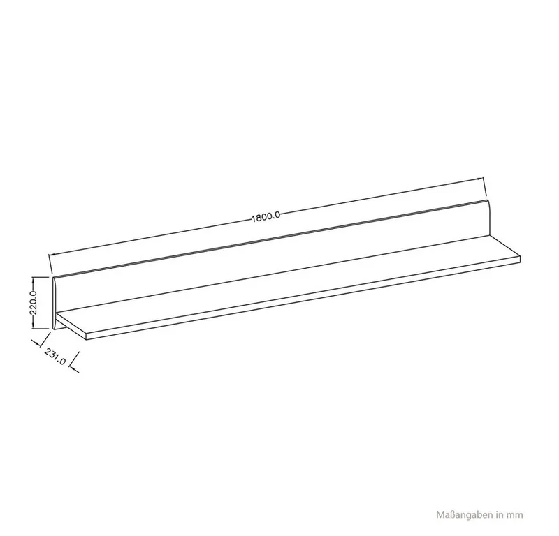 Lomadox Wandregal TURDA-83, Wandboard Regal in Eiche modern 180x22x23 cm, Braun, – Produktbild 3 von 4