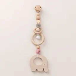 NoniKids Berlin NoniKids Berlin Rasselclip Holz mit *Glocke Elefant* 3 Farben I Bio Baumwollgarn – Produktbild 1 von 1