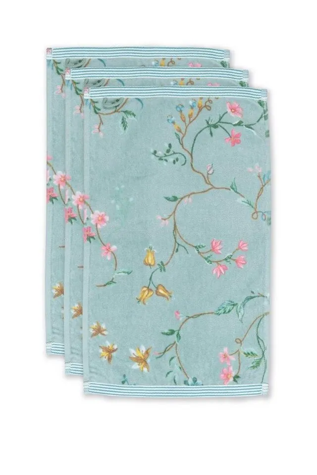 PiP Studio Handtuch Les Fleurs Blue 30X50 Set A 3 Blau 100% Cotton, terry velour, 500, Baumwolle (1-St), Handtuch Frottetuch – Produktbild 2 von 3