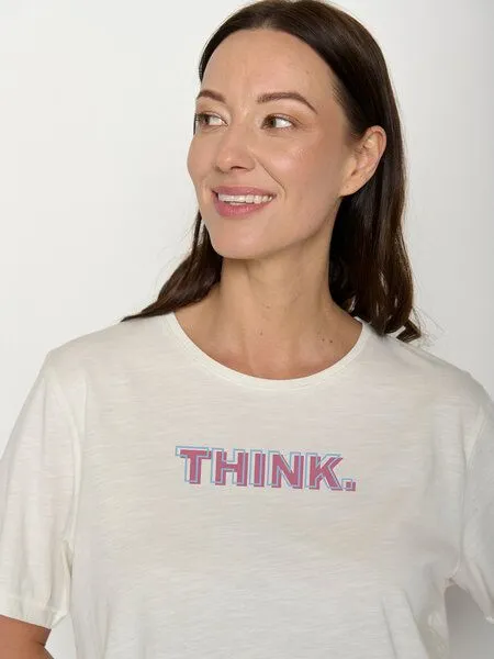 GreenBomb GREENBOMB Think Type Nova - Kastiges T-Shirt aus Bio-Baumwolle / hochwertiger Print / GOTS / Fair & Vegan, Weiß (mondstein), – Produktbild 2 von 4