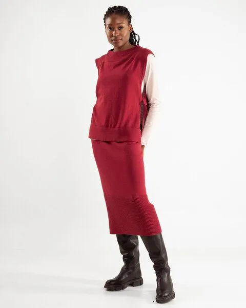 Alma & Lovis Alma & Lovis Maxi-Rock aus Bio-Baumwoll-/Woll-Mix | Cotwool Strickrock, Hortensie (rosa), – Produktbild 2 von 3