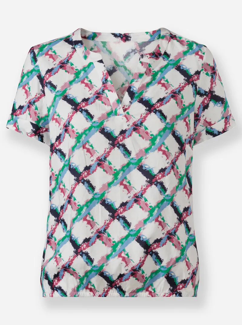 Witt Schlupf-Bluse, Fuchsia-grasgrün-kariert, – Produktbild 2 von 2