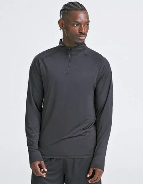 Just Cool Just Cool Lightweight Sweatshirt Half-Zip-Reißverschluss Atmungsaktiv Feuchtigkeitsregulierend Trainingsshirt Langarm, Schwarz (jet), – Produktbild 2 von 3