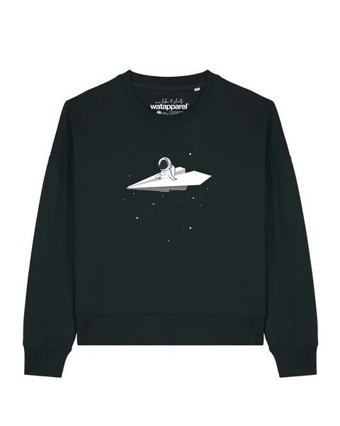watapparel watapparel Sweatshirt Frauen Fly me to the moon, Black, – Produktbild 1 von 2