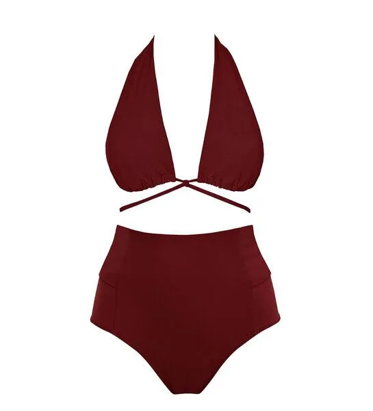 Anekdot Anekdot Bikini Set Versatile Top + Bow Back Slip, Merlot (red), – Produktbild 1 von 2