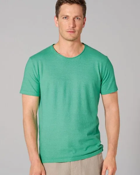 HempAge HempAge T-Shirt mit Rollsaum 56% Biobaumwolle, 44% Hanf, Miami (grün), – Produktbild 1 von 4
