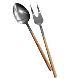 NATUREHOME NATUREHOME Salatbesteck Olivenholz & Edelstahl – 2-teiliges Salatserver-Set, Salatlöffel und Salatgabel mit Holzgriff, handgefertigt – Produktbild 1 von 1