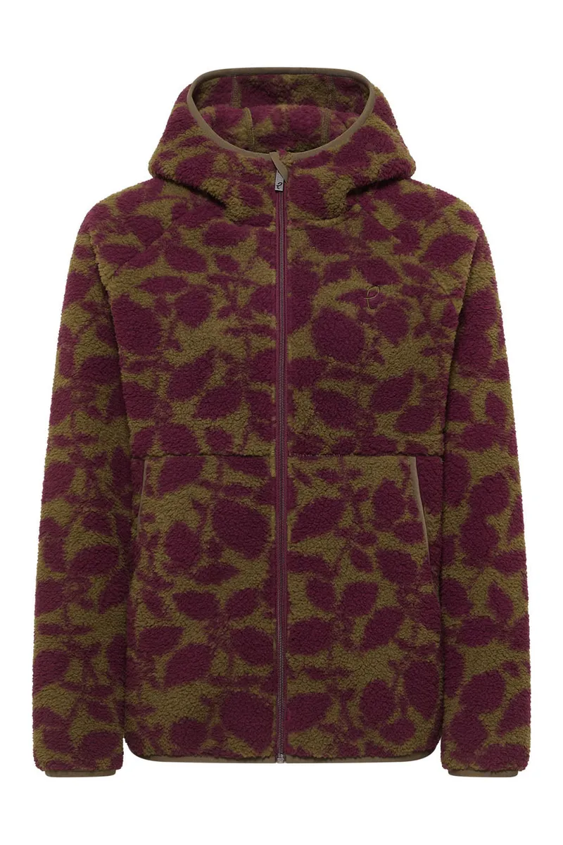 Tranquillo Tranquillo Teddy-Fleecejacke Alinaa mit recyceltem Polyester - burgundy botanics – Produktbild 1 von 6