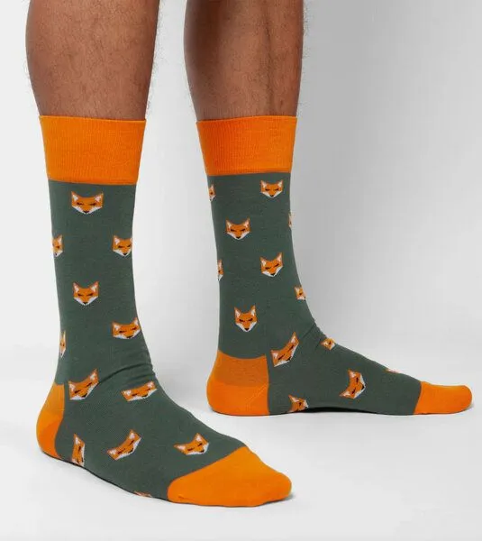DillySocks DillySocks Socken Fossiled Fox aus Biobaumwoll-Mix, Grün, – Produktbild 2 von 3