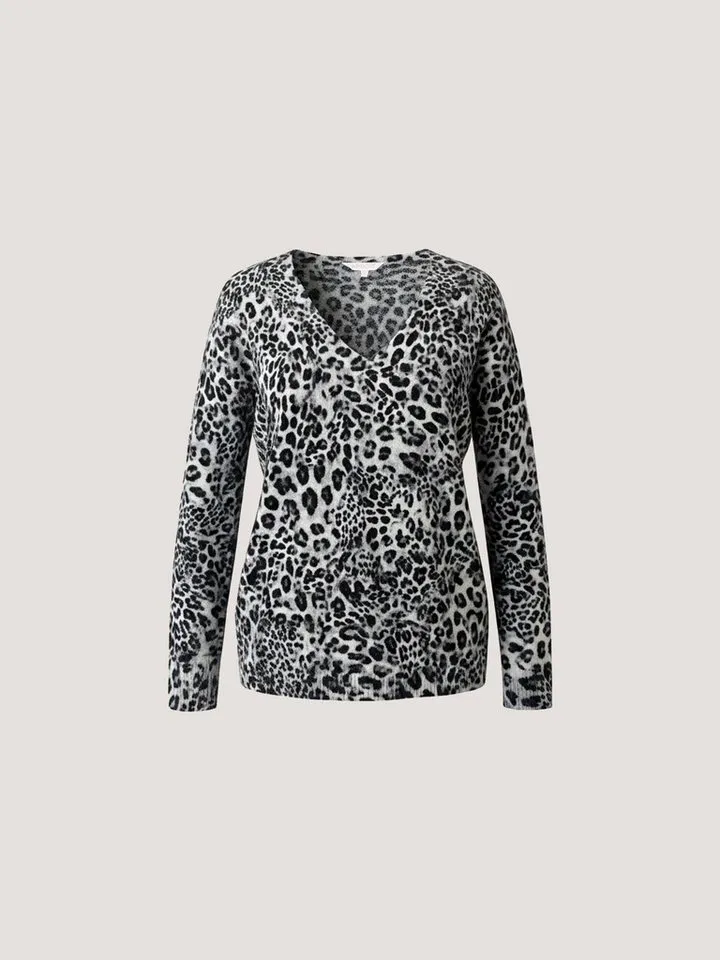 Apricot Apricot Strickpullover Leichter Pullover mit Leopardenmuster mit Rippbündchen, Grau, – Produktbild 5 von 5