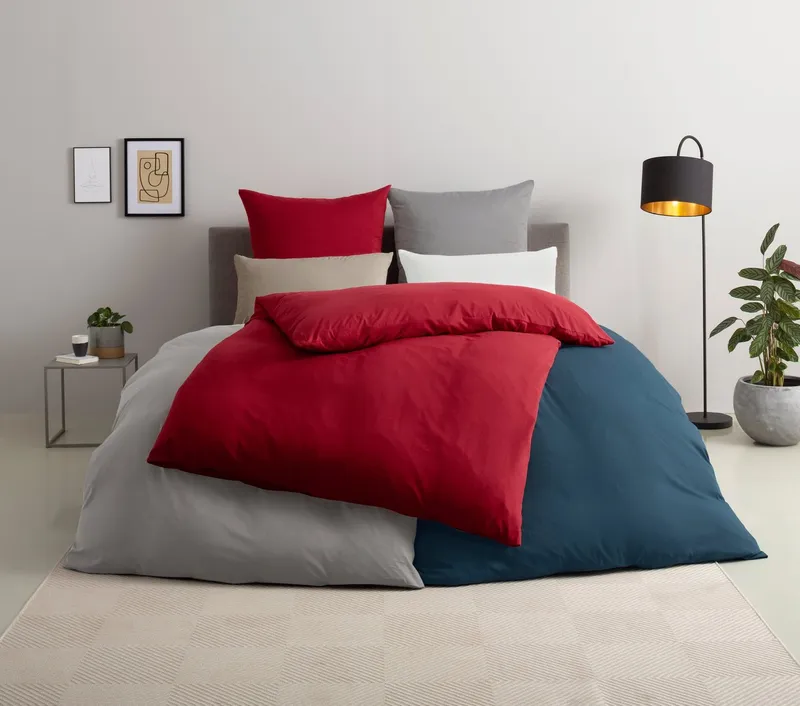 OTTO home Bettwäsche Desner 100% Microfaser, extra weich, allergikerfreundlich, Microfaser, 2 teilig, Premium Qualität, uni, schnell trocknend, pflegeleicht, ab 135x200 cm, Grau, – Produktbild 1 von 8