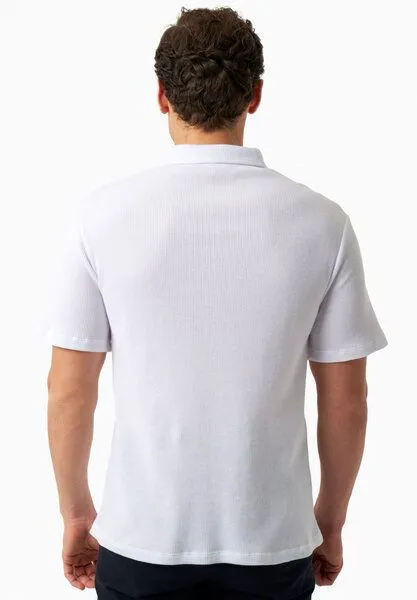 ORGANICATION ORGANICATION Poloshirt aus Bio-Baumwolle mit Waffelstruktur, White, – Produktbild 4 von 4
